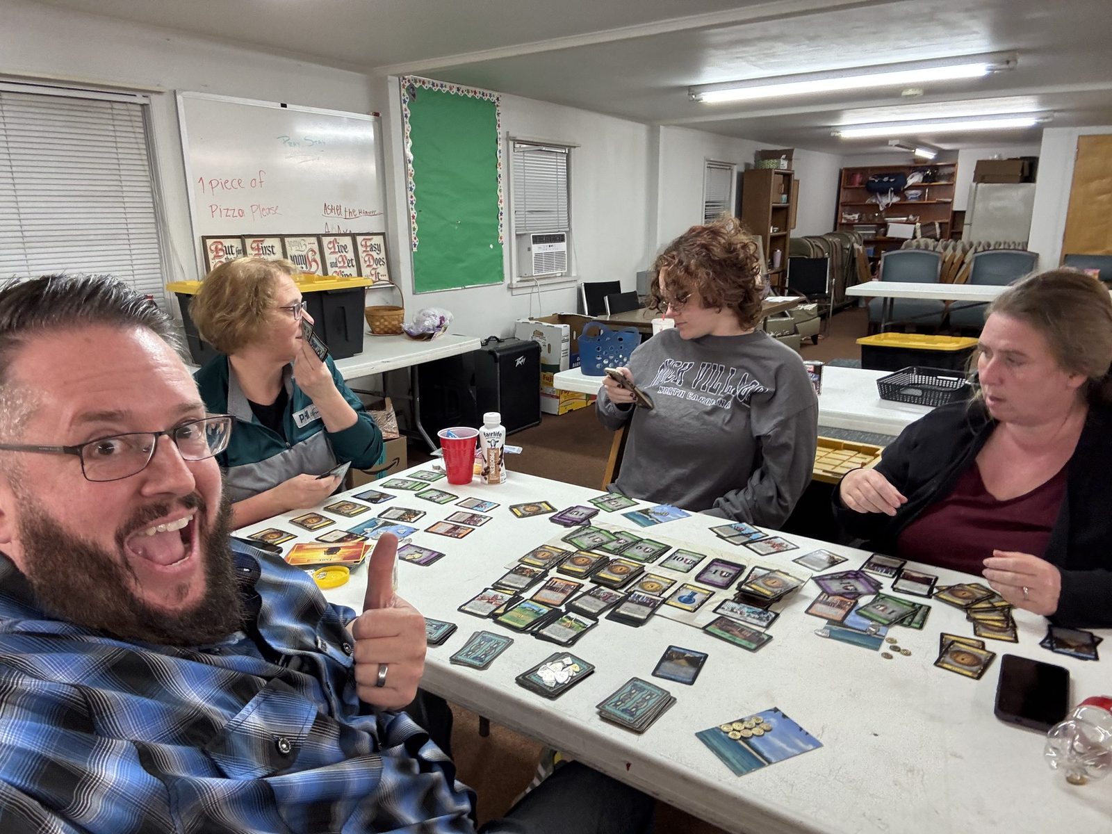 Game night in the lower-level room