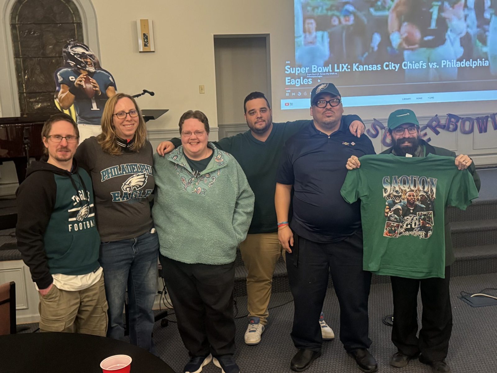 A watch party in the sanctuary
